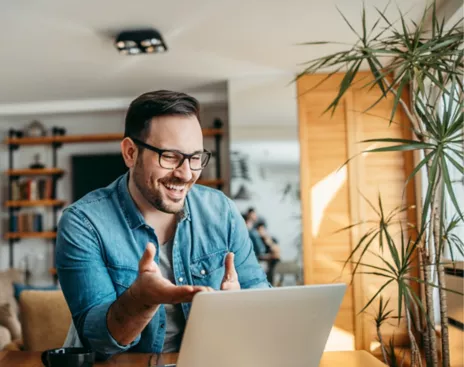 Man sitting in front of a computer